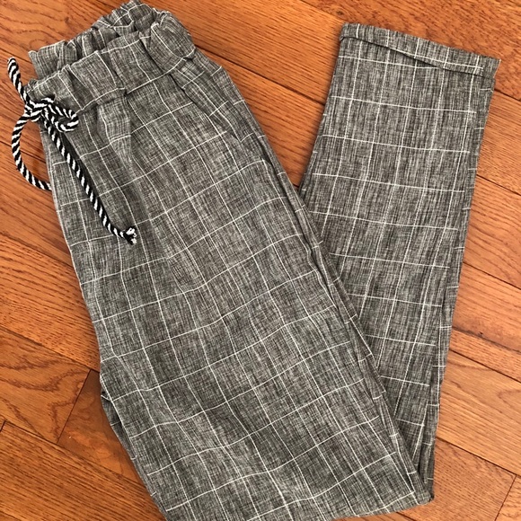 Pants - Grey and White Plaid Pants